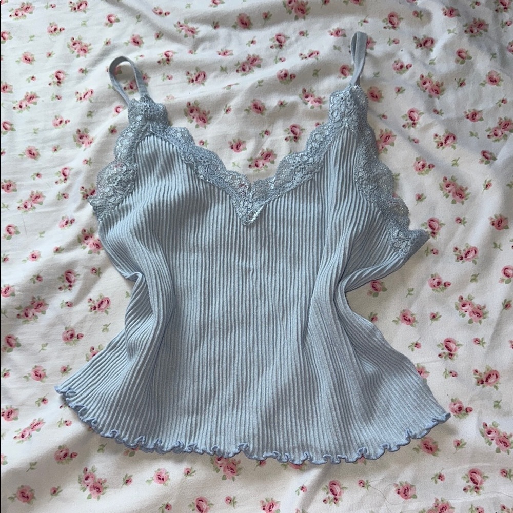 Forever 21 Blue Ribbed Lace Camisole